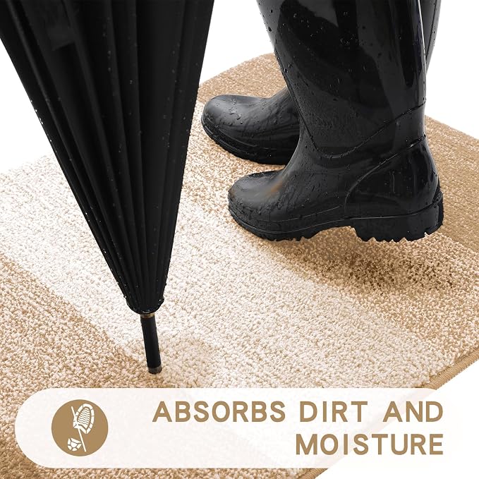 Kitinjoy Indoor Outdoor Door Mat, 47x20 Non-Slip Absorbent Dirt Trapper - Image 2