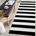 OLANLY Black and White Striped Rug 2' x 6' – Washable Cotton Indoor Outdoor by OLANLY