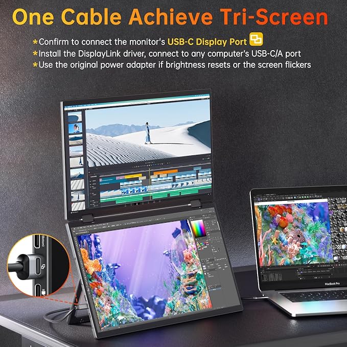 VisionOwl Portable Monitor Dual 15.6 Inch 1080P FHD 107% sRGB Foldable Second - Image 3