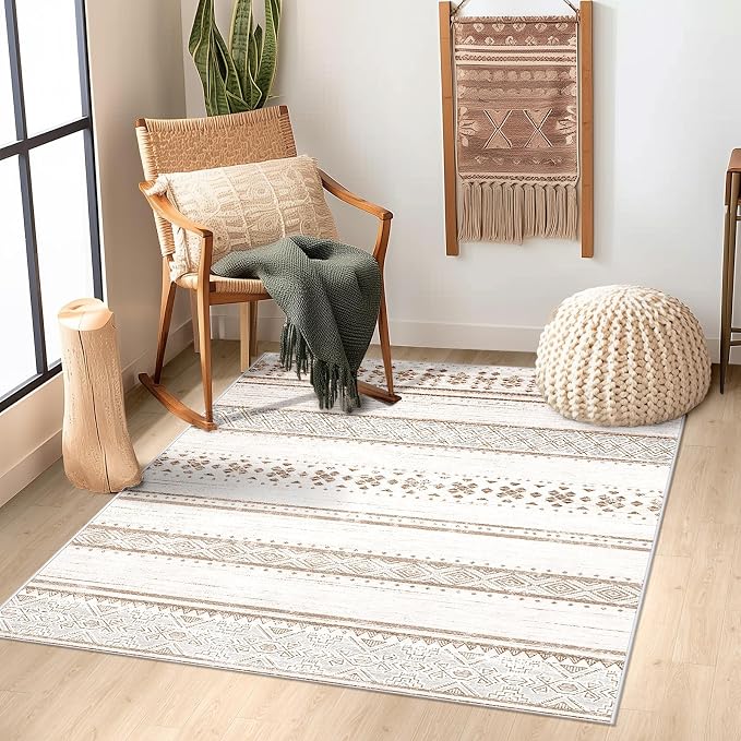 BESTSWEETIE 3x5 Area Rugs for Living Room Washable Moroccan Farmhouse Neutral by BESTSWEETIE