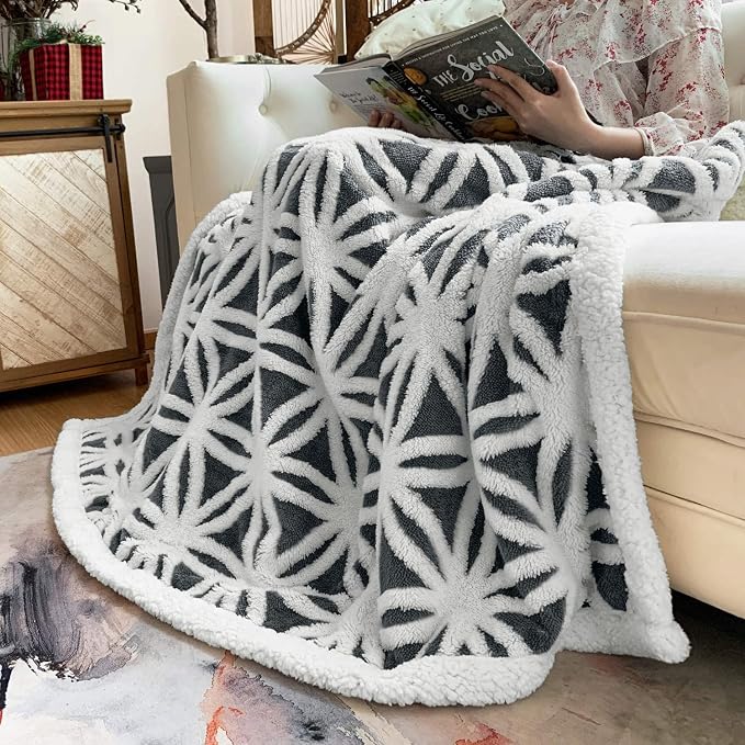 LOMAO Sherpa Fleece Blanket for Mom Cozy Soft Throw Blanket for Women Men - Image 6