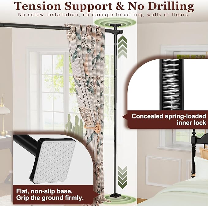 Goovilla Room Divider for Room Separation, Tension Curtain Rods No Drilling - Image 3