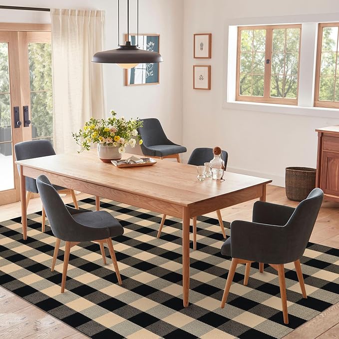 IOHOUZE Buffalo Plaid Rug 5x7 Ft Indoor Outdoor Rug, Washable Rugs - Image 3