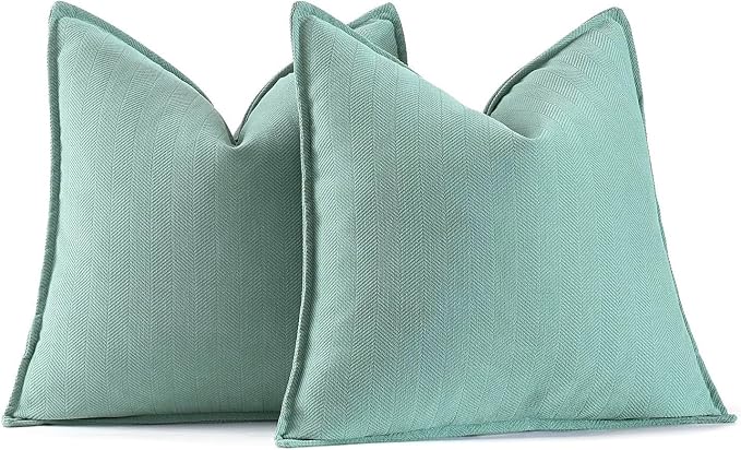 MIULEE Pack of 2 Aqua Green Decorative Pillow Covers 18x18 Inch Soft Chenille by MIULEE