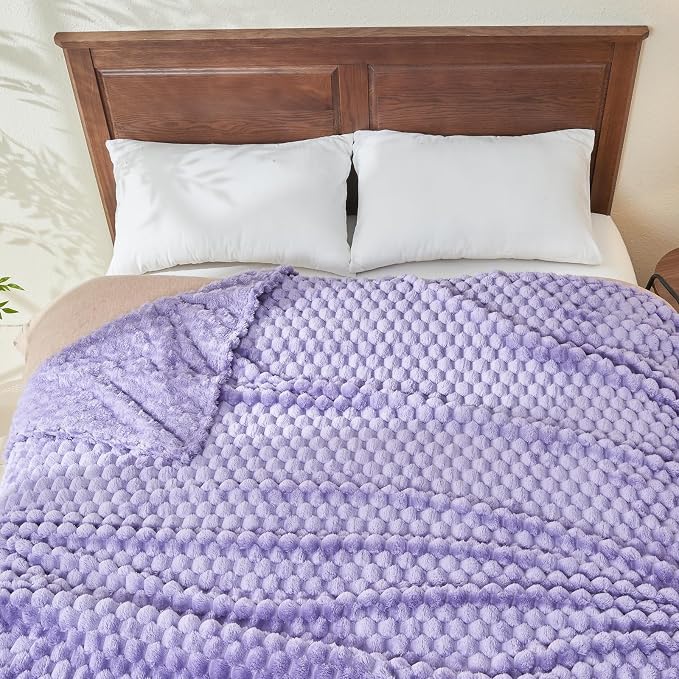 NEWCOSPLAY Super Soft King Blanket Lavender Premium Silky Flannel Fleece 3D - Image 8