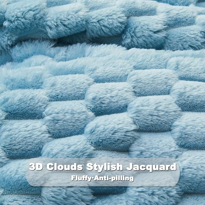 NEWCOSPLAY Super Soft Queen Blanket Blue Premium Silky Flannel Fleece 3D Clouds - Image 5