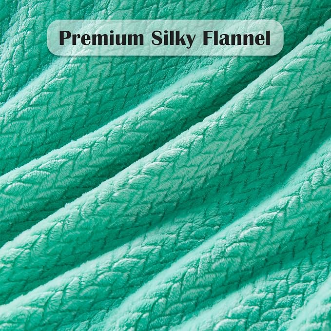 NEWCOSPLAY Super Soft Twin Blanket Aqua Premium Silky Flannel Fleece Leaves - Image 5