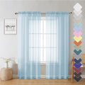 Lecloud Sky Blue Sheer Curtains 72 Inches Length 2 Panels, Lightweight Dual Rod by Lecloud