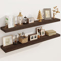 Solid Wood Floating Shelves for Wall 48"W x 8"D x 1.56"H Set of 2, Deep Wall by Marsmiles