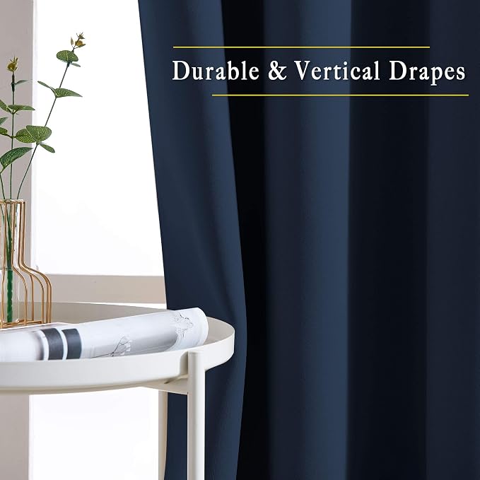 NICETOWN Blackout Navy Curtains 63 inch Length - Image 5