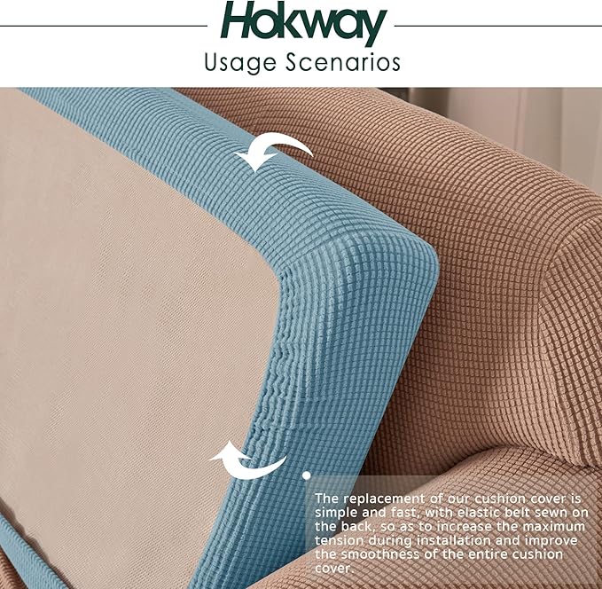Hokway 2 Piece Couch Cushion Slipcovers Stretch Reversible Cushion Replacement - Image 5