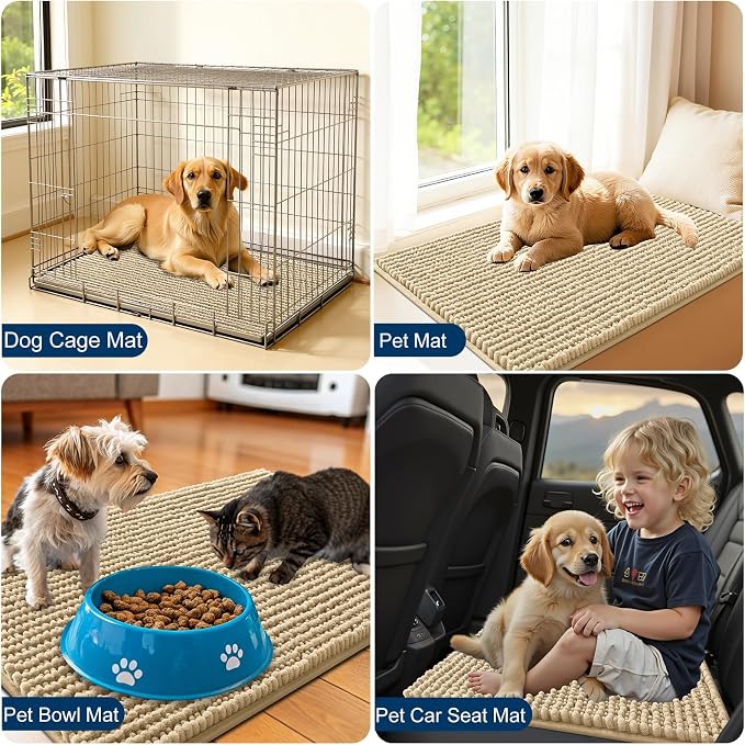 OLANLY Dog Door Mat for Muddy Paws 70x46, Ultra Absorbent Chenille Mud Doormat - Image 7