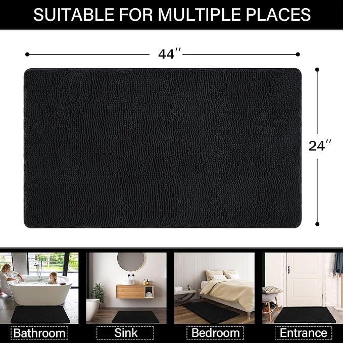 LOCHAS Luxury Bathroom Rug Shaggy Bath Mat 24 x 44 Inch, Washable Non Slip Bath - Image 2