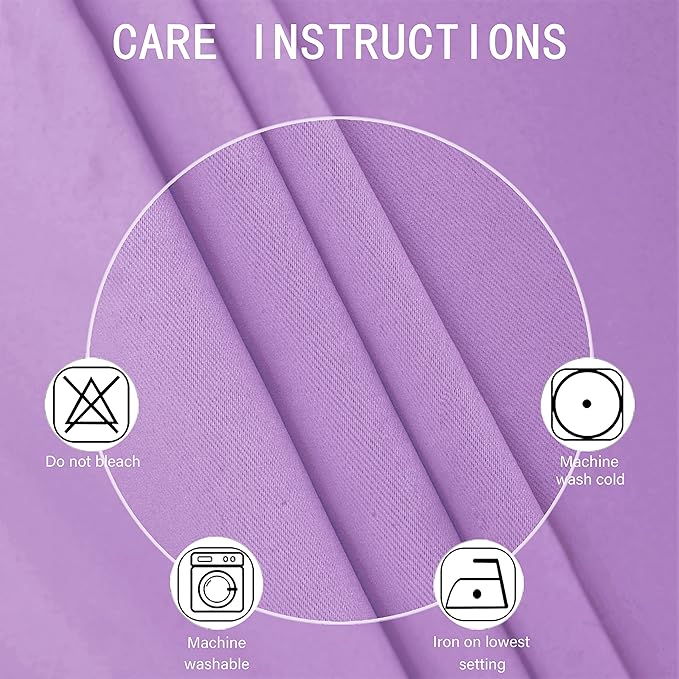 LEMOMO Lavender Blackout Curtains 52 x 54 Inch Length/Set of 2 Curtain - Image 4
