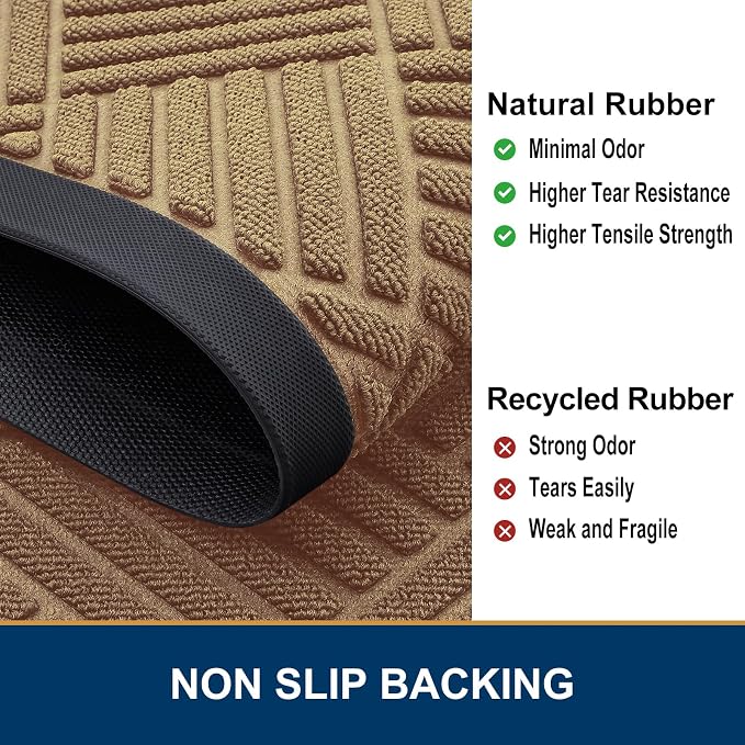 Smiry Front Door Mat Outside Entrance, Heavy Duty Outdoor Indoor Mat, Natural - Image 5