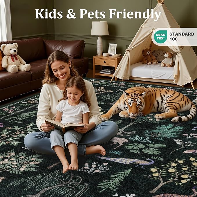 9x12 Area Rugs Living Room Rug: Vintage Washable Rug Floral Soft Carpet Indoor - Image 7