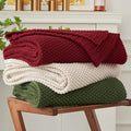 Longhui bedding Chunky Cable Knit Throw Blanket Lightweight Burgundy 100% by LongHuiBedding