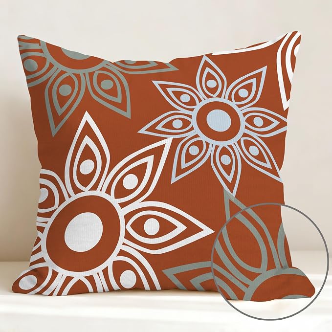 Hexagram Burntorange Geometric Pillow Covers 18x18 Set of 4, Decorative Outdoor - Image 6