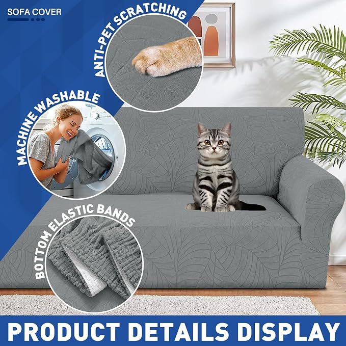 YEMYHOM Couch Cover Latest Jacquard Design High Stretch Sofa Chair Covers - Image 4
