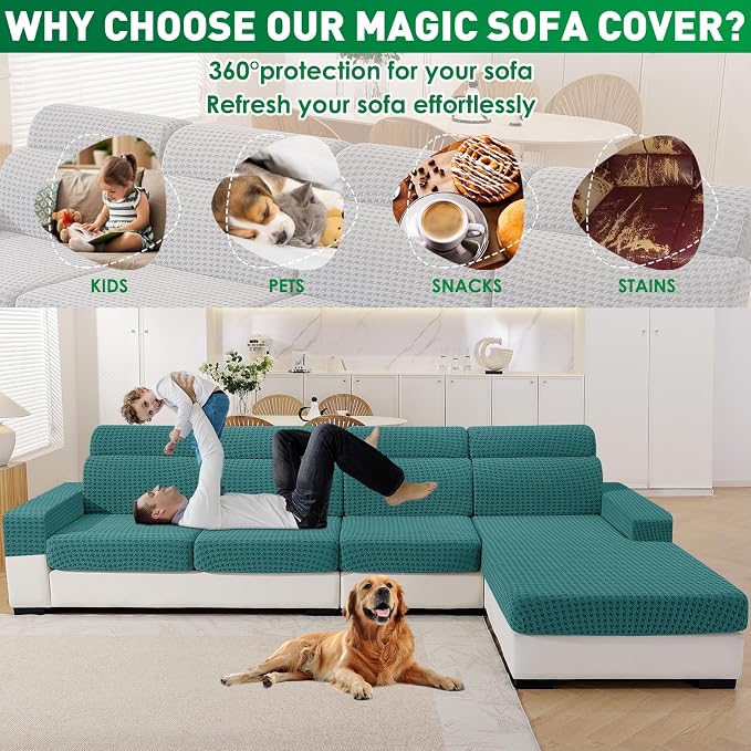 MAXIJIN Couch Cushion Covers for Sectional Sofa, Stretch Sofa Cushion Cover - Image 4