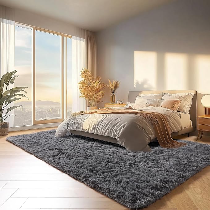 ONASAR Grey Area Rugs 9x12 Living Room, Soft Plush Thick Shaggy Big Floor Carpet - Image 4