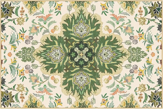 Phantoscope Washable Area Rug 4'x6' Non-Slip, Vintage Boho Rugs - Image 2