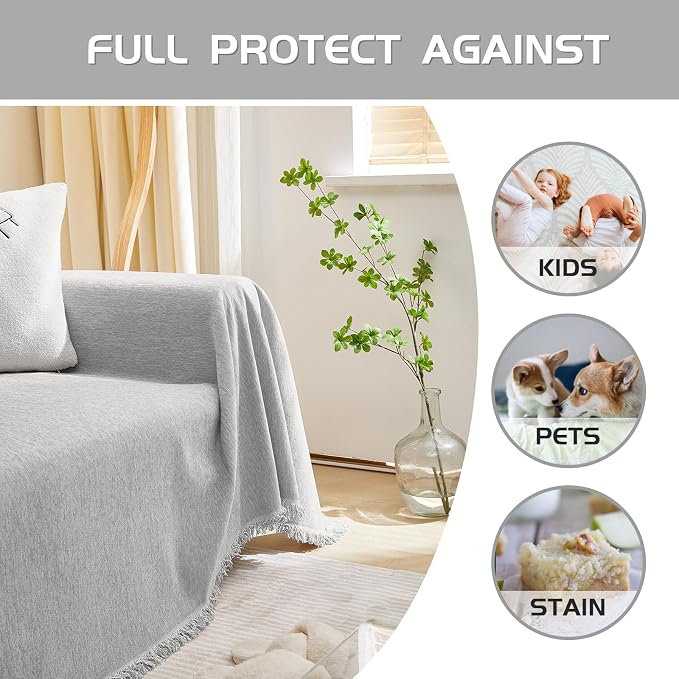 MEETSKY Sectional Couch Covers for Dog Chenille Sofa Cover, Washable Couch - Image 5