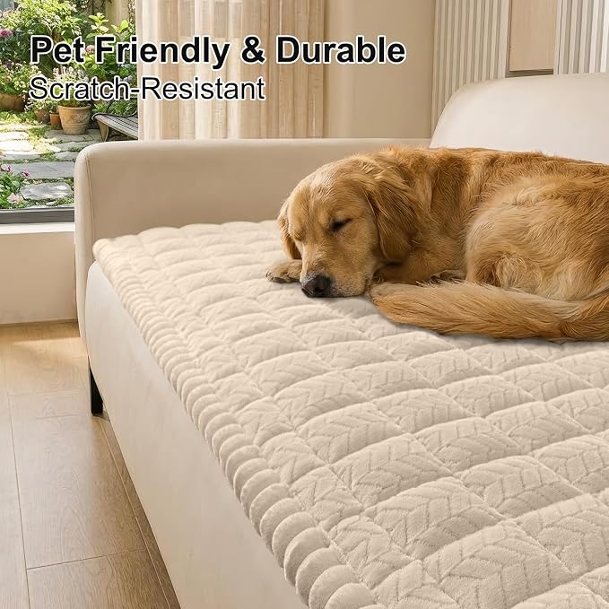 Smiry Non Slip Couch Covers for Dogs, Fuzzy Pet Couch Covers for 3 Cushion Sofa - Image 2