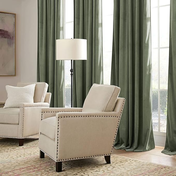 RYB HOME Sage Green Velvet Curtains 100 inches - Image 5