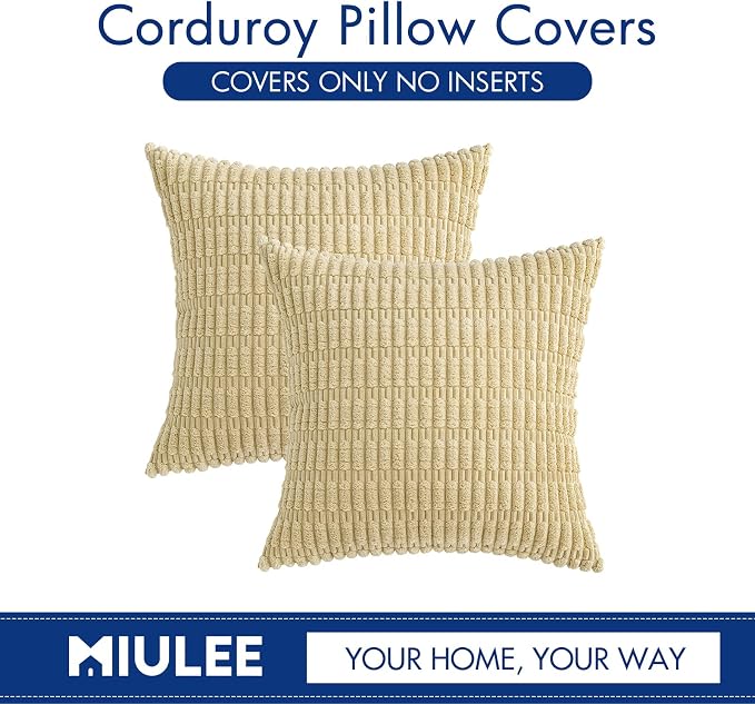 MIULEE Pack of 2 Corduroy Decorative Throw Pillow Covers 16x16 Inch Soft Boho - Image 6