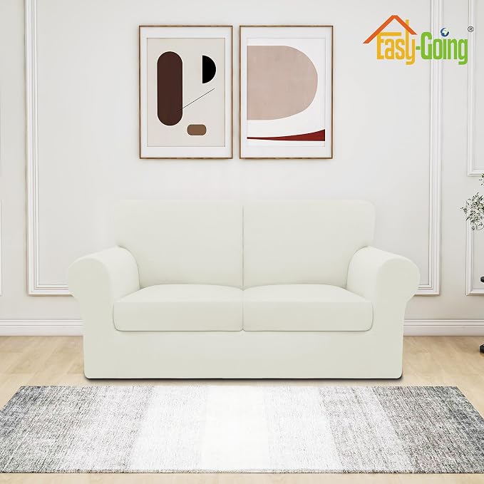 Easy-Going 5 Pieces Stretch Loveseat Cover Washable Loveseat Slipcover Set - Image 2