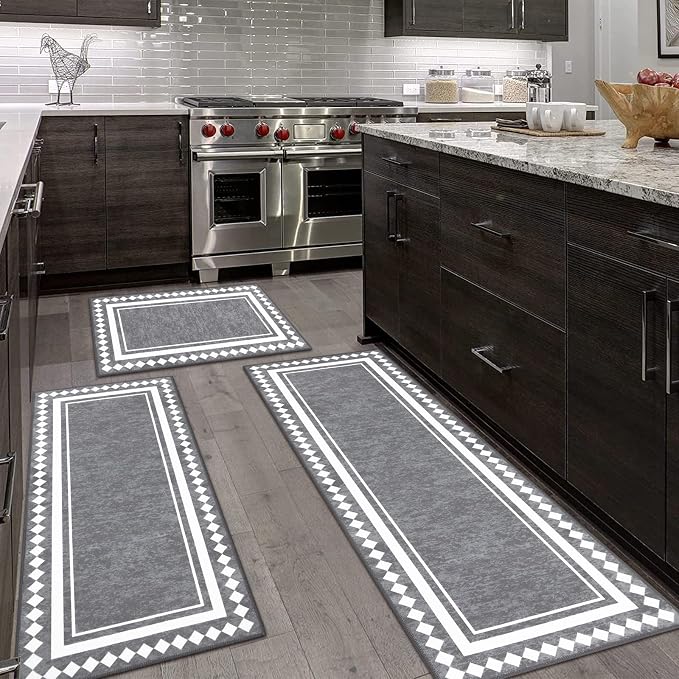 HEBE Farmhouse Kitchen Rugs Sets of 3 Non Slip Washable Boho Kitchen Rugs and - Image 9