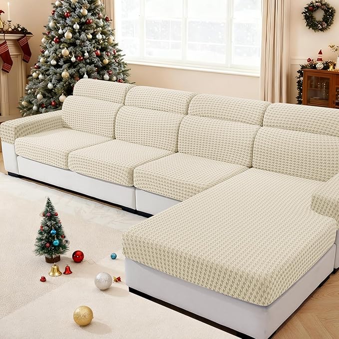 MAXIJIN Couch Cushion Covers for Sectional Sofa, Stretch Sofa Cushion Cover - Image 8