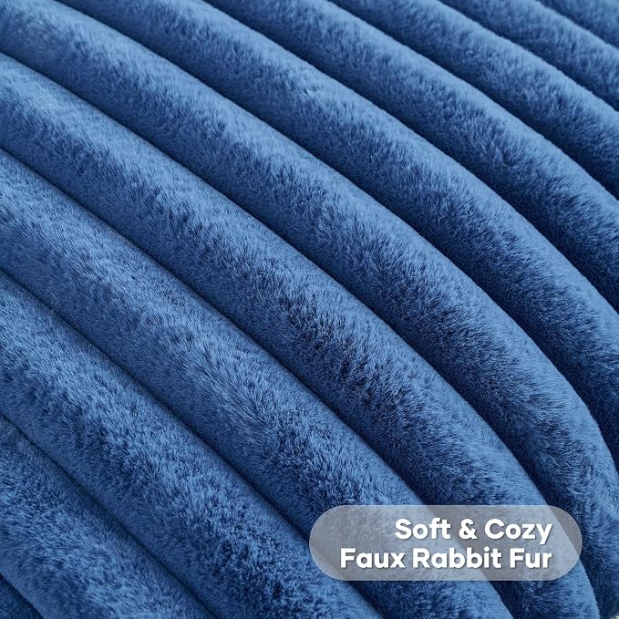 FUTEI Navy Blue Decorative Throw Pillow Covers Set of 2, 22x22 Inch Soft Fluffy - Image 2