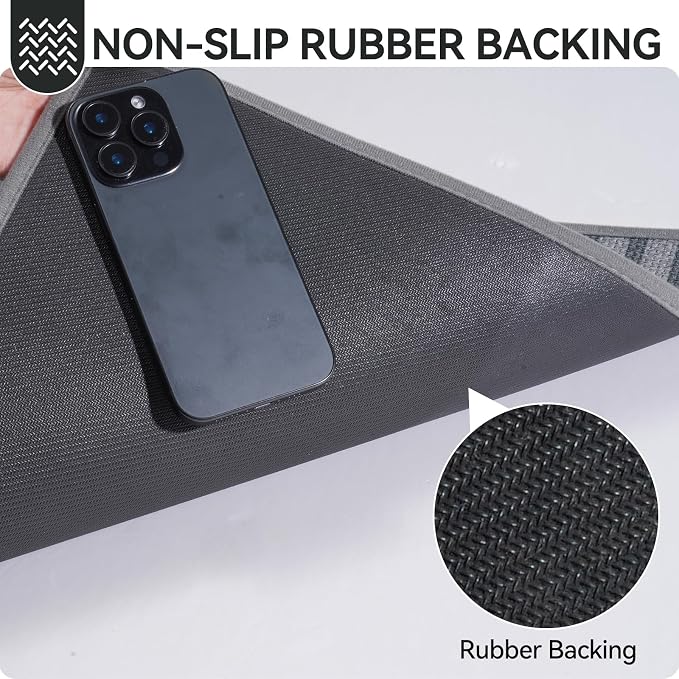 Front Door Mat 17''x30'', Absorbent Dirt Resist Washable Non Slip Low-Profile - Image 5