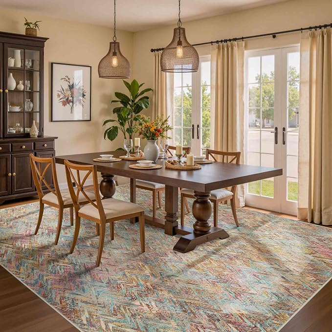 Rugxara Floral Rug for Living Room Bedroom, 6x9 Washable Rug, Vintage Boho Style - Image 3