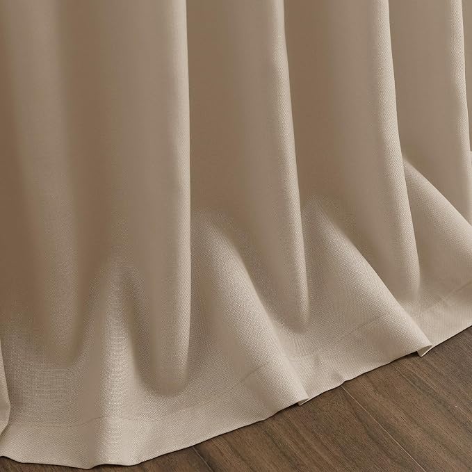 Nanspring Sepia Beige Linen Curtains 84 Inch Length 2 Panels Set - Image 9
