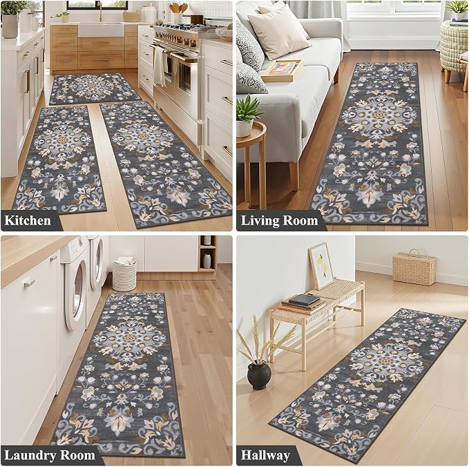 HEBE Washable Kitchen Rugs Sets of 3, Non Slip Absorbent Kitchen Rugs and Mats - Image 7
