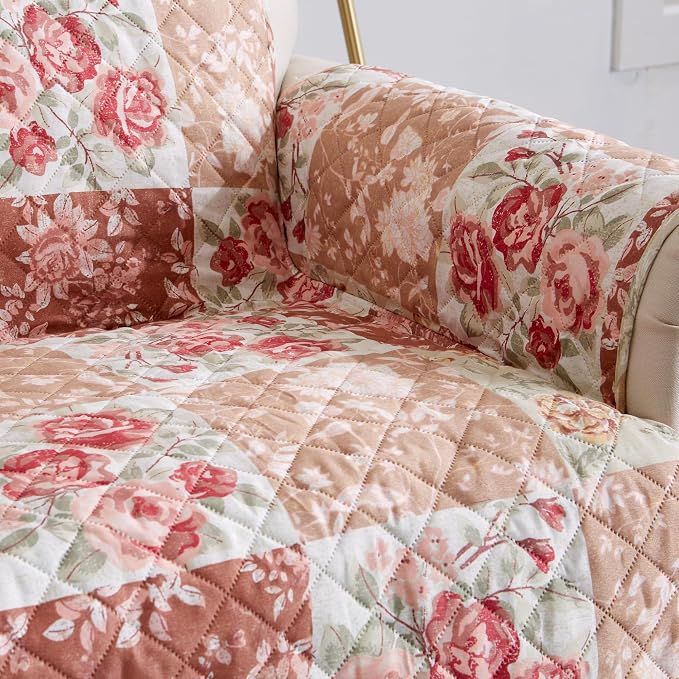 Great Bay Home Reversible Floral Patchwork Sofa Furniture Protector - Image 4