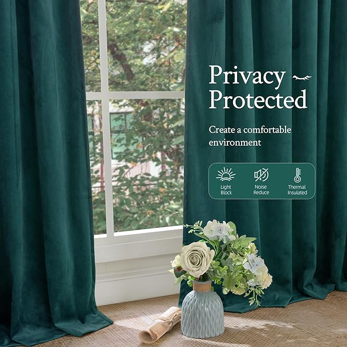 LAMIT Teal Velvet Curtains 108 Inch - Image 6