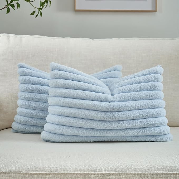 FUTEI Light Blue Decorative Throw Pillow Covers Set of 2, 12x20 Inch Soft by FUTEI