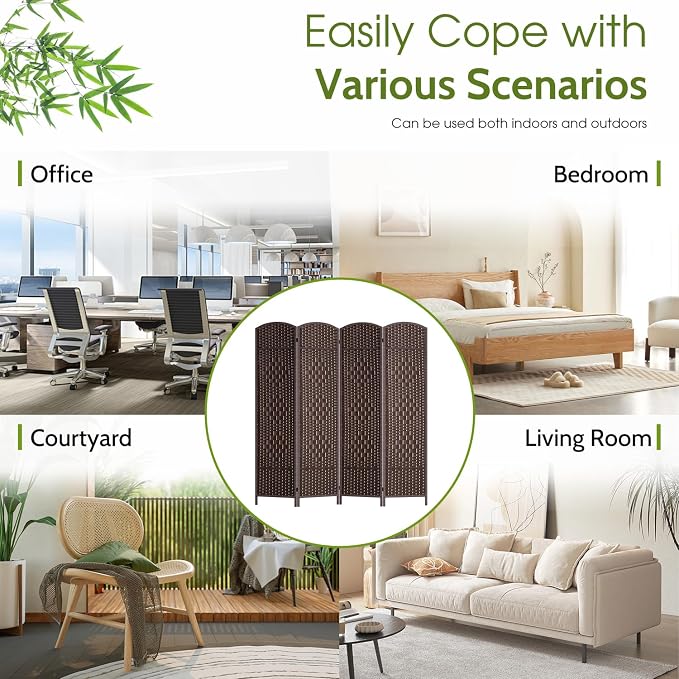 FDW Room Divider Folding Privacy Divider 6 Ft Indoor Wall Divider Portable - Image 7