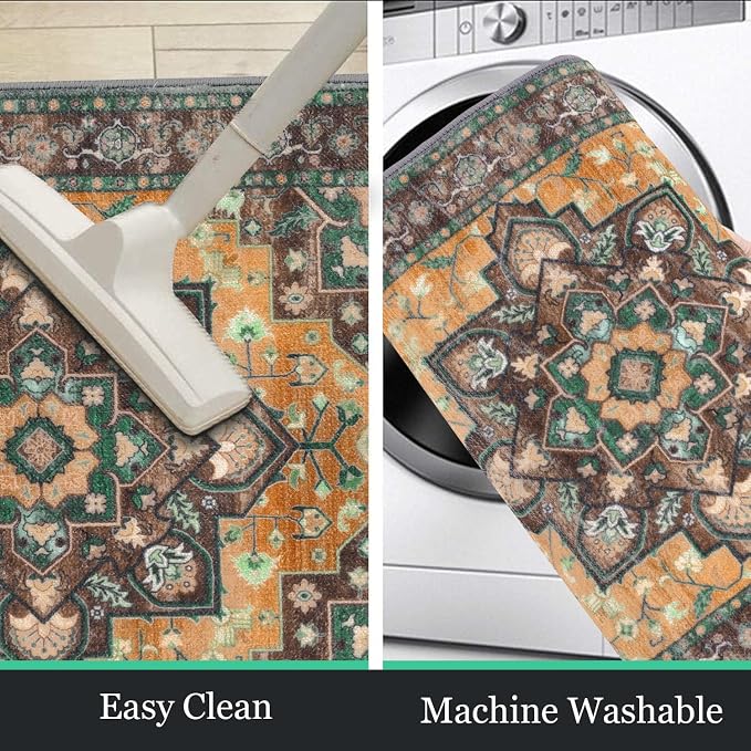 HEBE Farmhouse Kitchen Rugs Sets of 3 Non Slip Washable Boho Kitchen Rugs and - Image 4