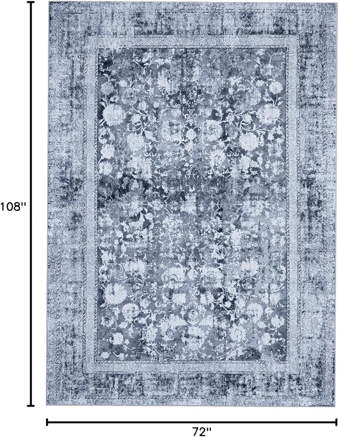Area Rug 6×9, Large Vintage Boho Rug, Ultra-Soft Low Pile, Non Slip, Stain - Image 2