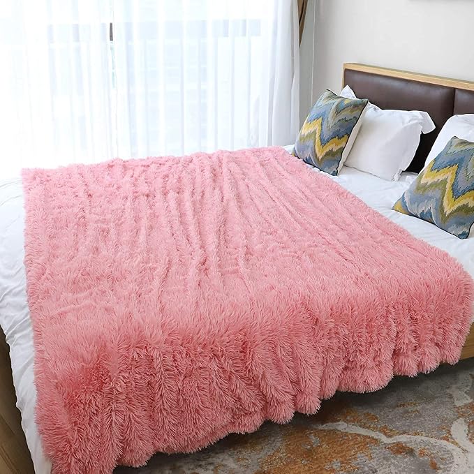 Tuddrom Decorative Extra Soft Faux Fur Blanket Queen Size 80" x 90", Solid - Image 8