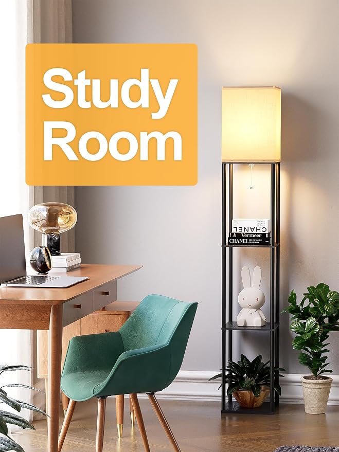 Floor Lamp with Shelves for Living Room, Shelf Floor Lamp with 3 CCT LED Bulb - Image 7