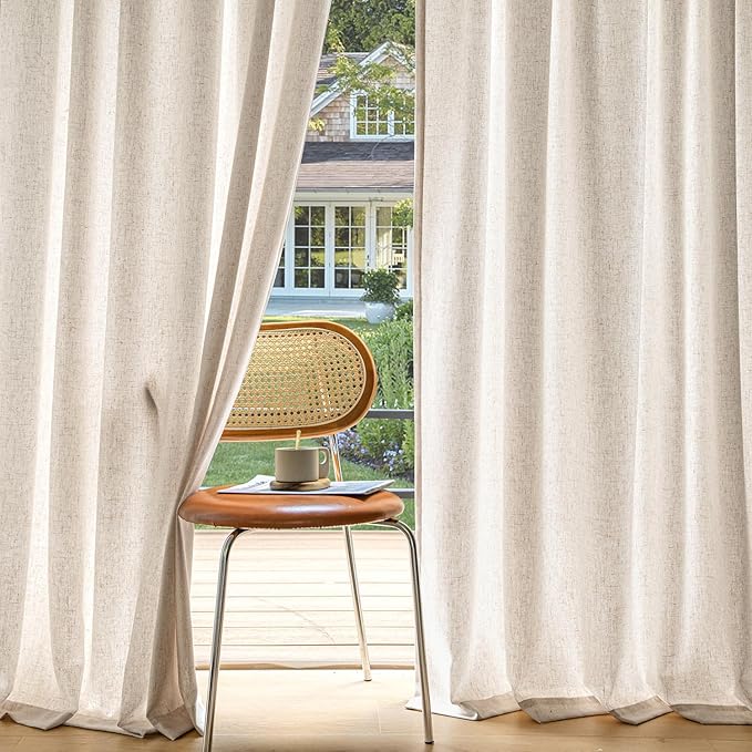 MIULEE Non-See-Through Privacy Linen Curtains 2 Panels, Light Filtering Window by MIULEE
