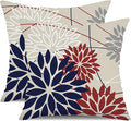 DFXSZ 4th of July Pillow Covers 20x20 Inch Set of 2 Patriotic Blue Red Floral by DFXSZ