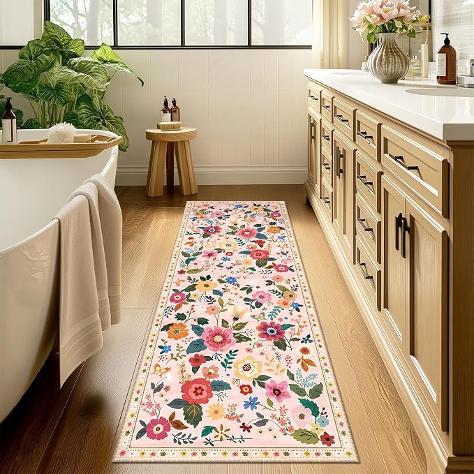 RELEANY Floral Nursery 2x10 Area Rugs Washable Print Boho Cute Carpet Non Slip - Image 8