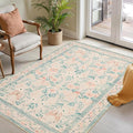 Rugxara Floral Entryway Rug, 3x5 Washable Area Rug, Non Slip Low Pile Small by Rugxara